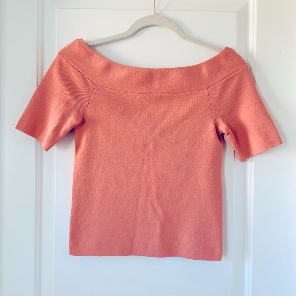 Boat neck top in rose pink color